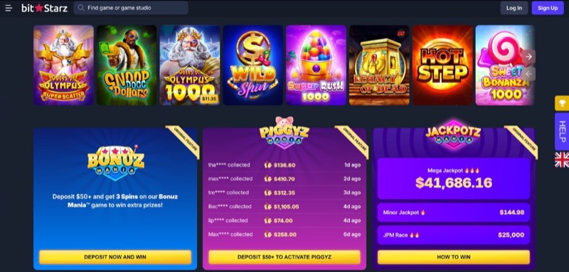 Posnetek zaslona BitStarz casino vmesnika